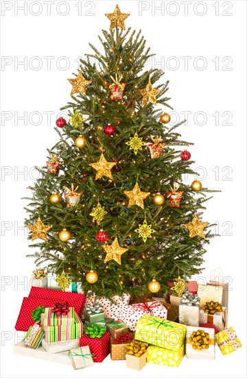 Christmas tree with gifts.