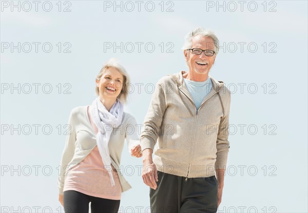 Senior couple walking.