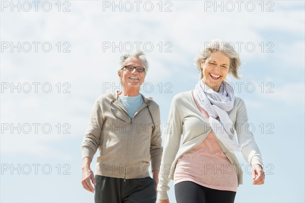 Senior couple walking.