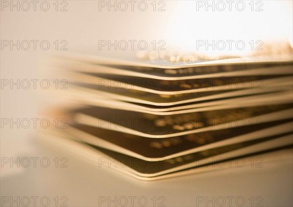 Studio Shot of stack of credit cards