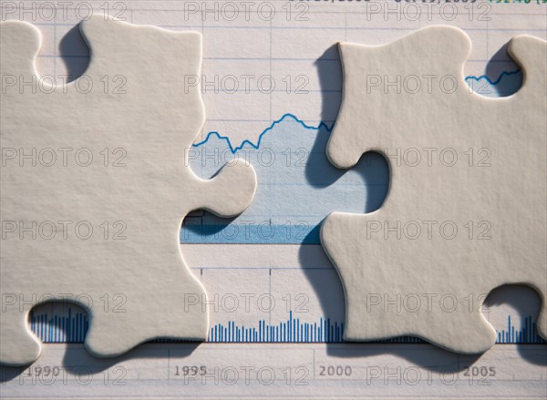 Studio Shot of financial graph and puzzle pieces