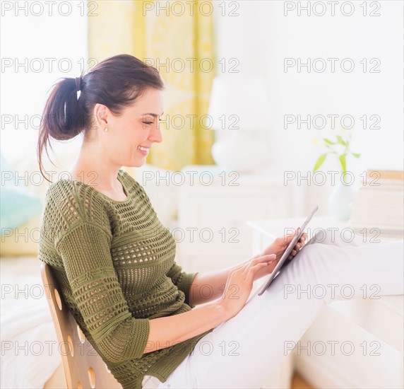 Woman using tablet pc