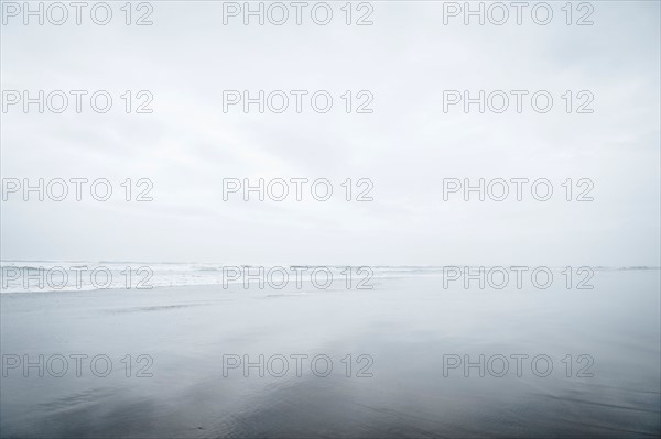 Fog over sandy beach