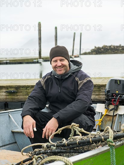 Portrait of man in boat