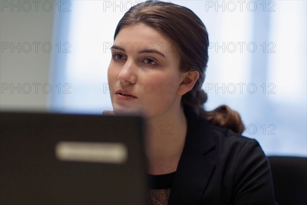 Woman working on laptop