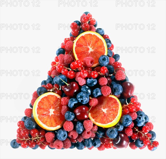 Studio Shot of pyramid made of fruits