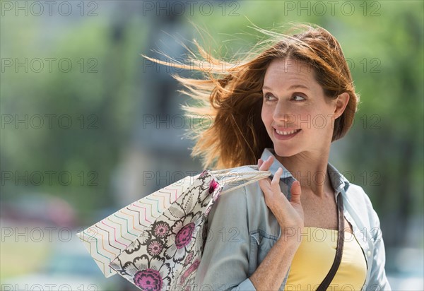 Woman with shopping bags.