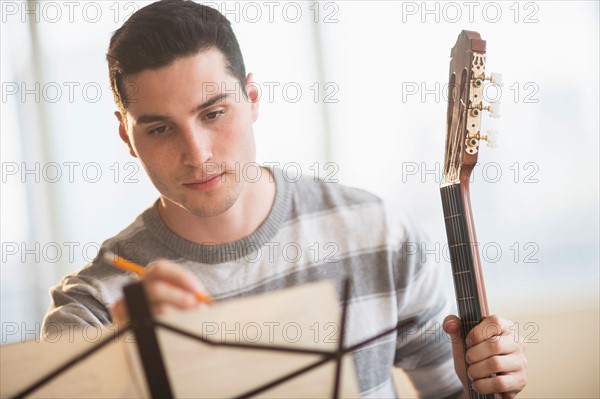 Man composing music.