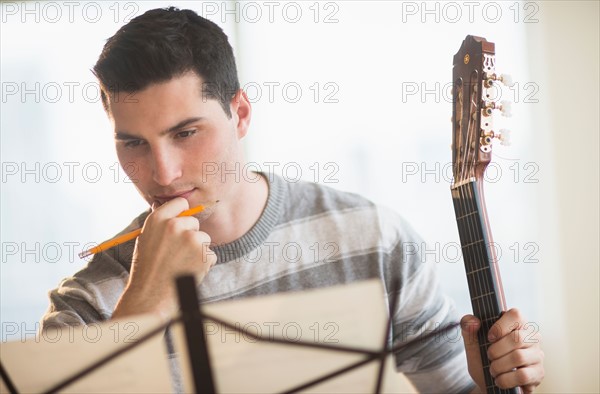 Man composing music.