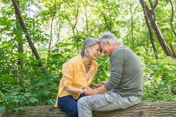 Central Park, New York City. Senior couple relaxing in park.