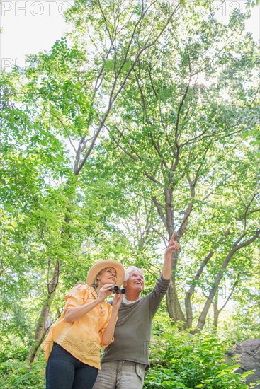 Central Park, New York City. Senior couple in park.