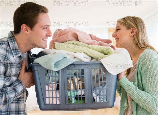 Couple doing laundry