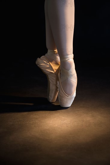 Close up of girls (16-17) ballet shoes