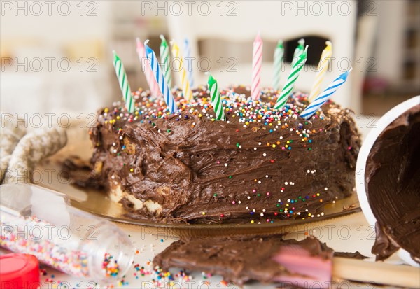 Studio Shot of chocolate birthday cake