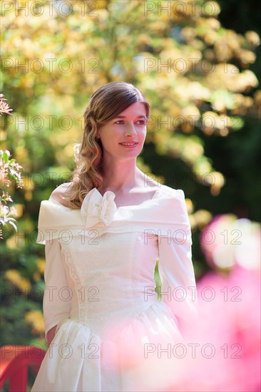 Bride posing outdoors