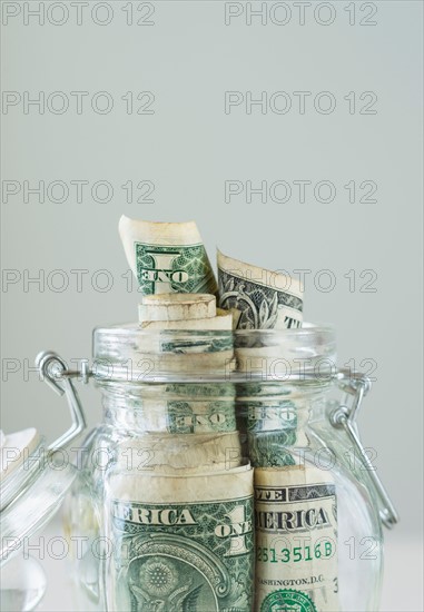 Studio shot of savings in jar.