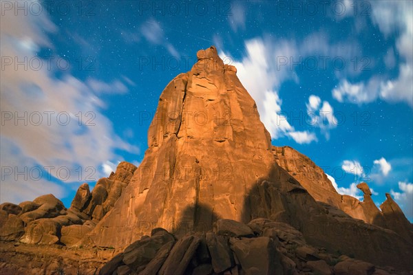 Eroded rock formations at sunrise