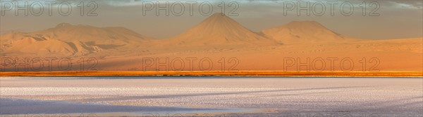 Chile, San Pedro de Atacama, Volcanic landscape during sunset