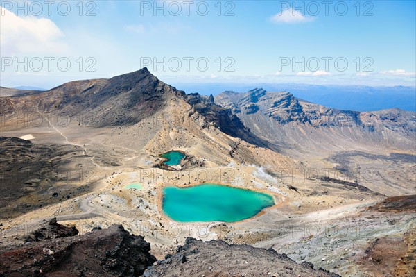 Volcanic landscape with lake