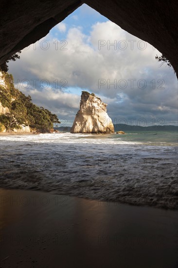 Moody sky over rock formation