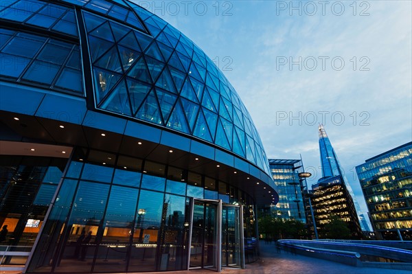 Office building complex at sunset