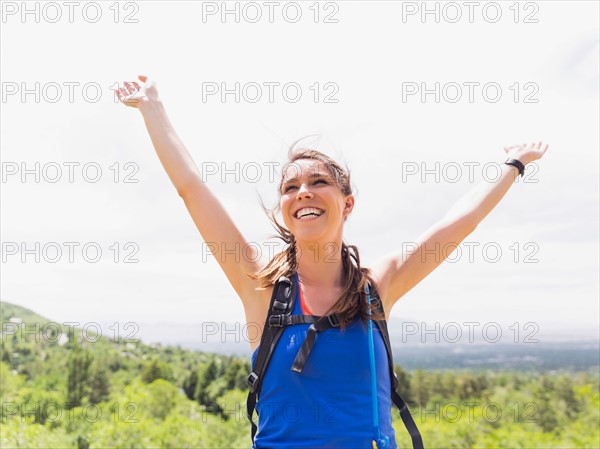 Portrait of athletic woman cheering