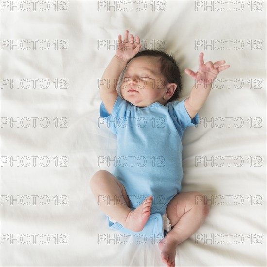 Portrait of newborn baby boy (0-1 months) sleeping.