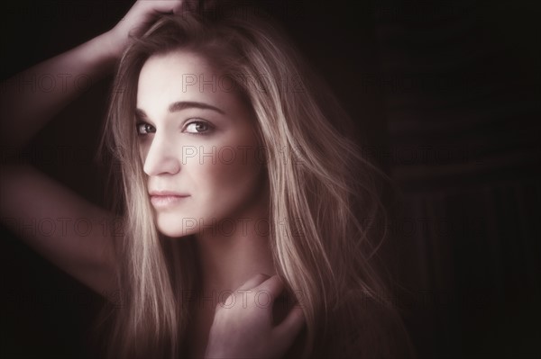 Studio shot of beautiful blonde woman.