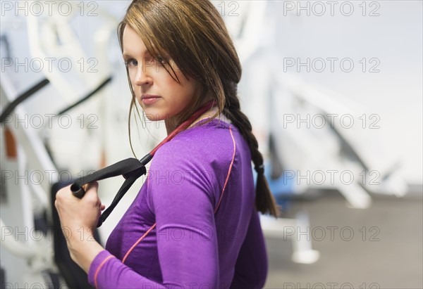 Portrait of woman exercising.