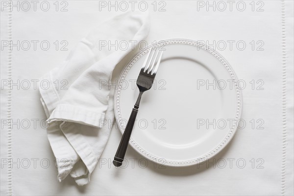 Studio shot of plate and fork.
Photo : Kristin Lee