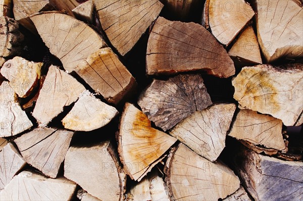 Stack of wooden logs.
Photo : Kristin Lee