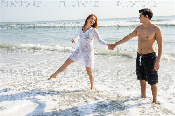 View of couple on beach.
