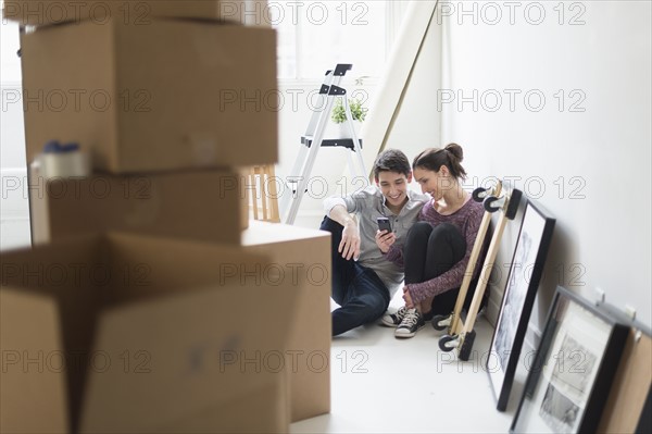 Couple in new home.