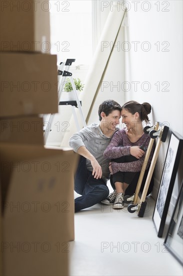 Couple in new home.