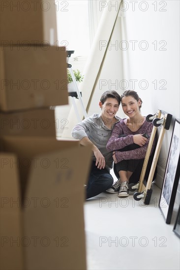 Couple in new home.