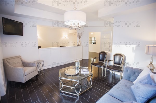 View of elegant waiting room in clinic.