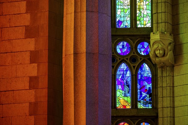 Sagrada Familia church interior. Barcelona, Spain.