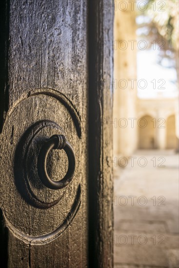 Door knocker on Cathedral of Almeria. Almeria, Spain.