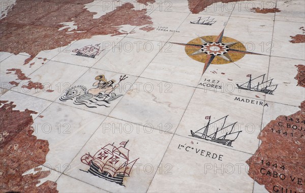 Map on Monument to Discoveries. Lisbon, Portugal.