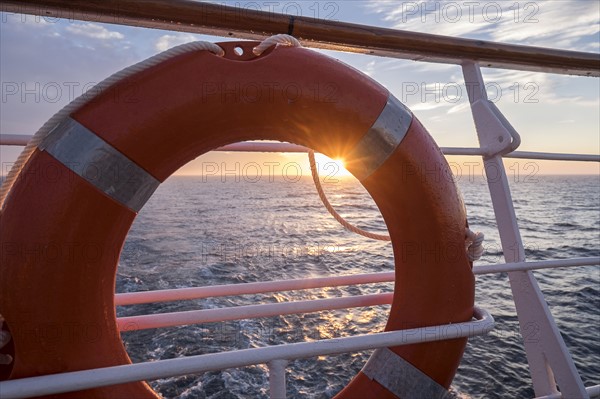 Close-up of lifebelt, Mediterranean Sea.