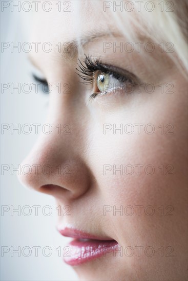 Profile of blonde woman.