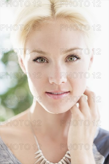 Portrait of blonde woman.