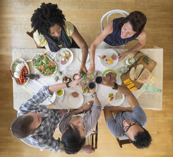 Friends having dinner together.