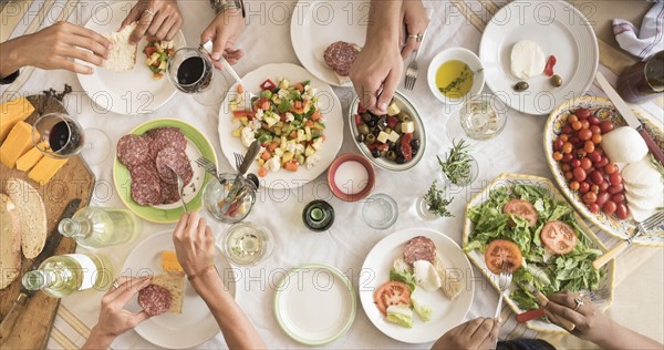 Friends having dinner together.