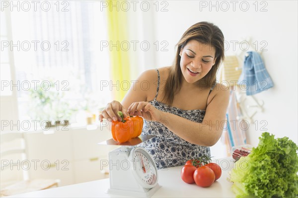 Woman preparing meal.