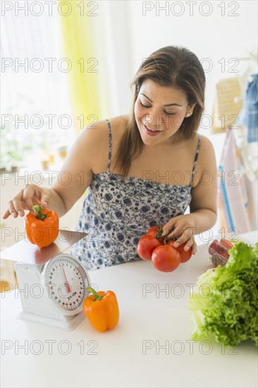 Woman preparing meal.