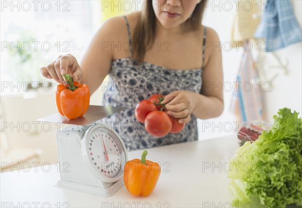 Woman preparing meal.