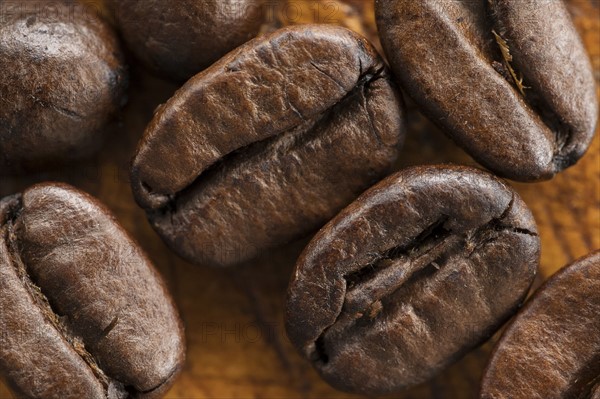 Close up of roasted coffee beans.