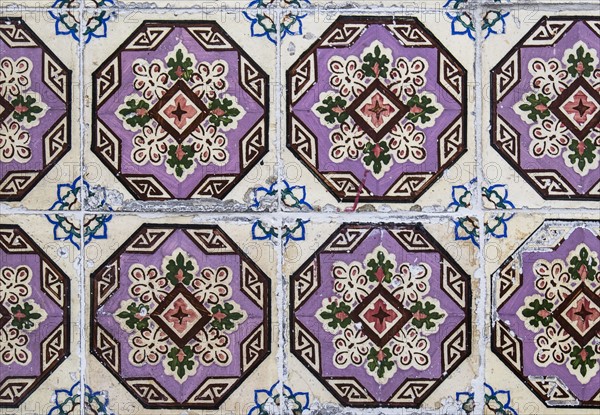 Close up of ornate tiles. Lisbon, Portugal.