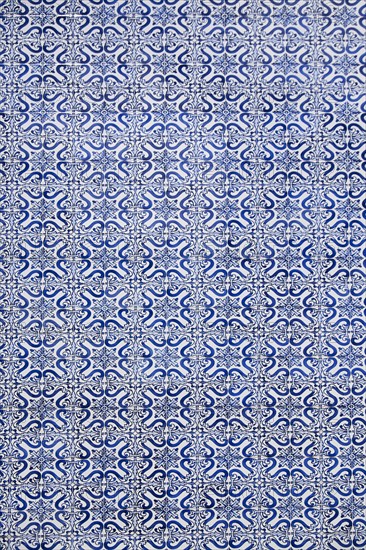 Blue ornate tiles. Cascais, Portugal.